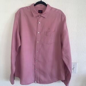 UNTUCKit Mens XL Mauve Pink Linen Tencel Blend Long Sleeve Button Down Shirt